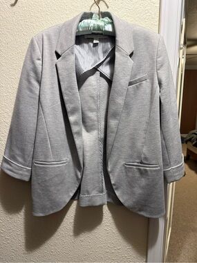 Lauren Conrad Light Gray Open-Front Knit Blazer